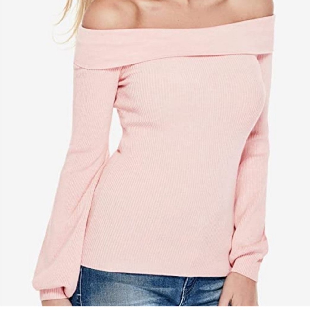 Guess Off-the-Shoulder Sweater Blush Pink L